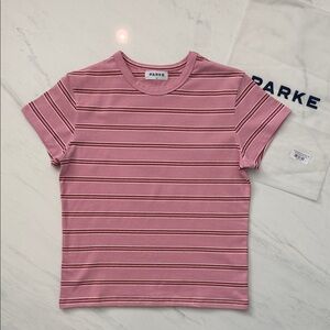 NEW PARKE 
Valentines Stripe Tee 
Size Medium